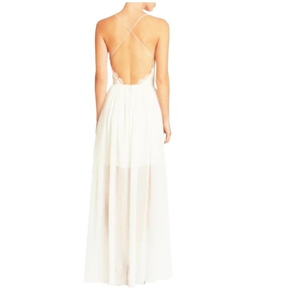 Dress The Population A-Line Criss Cross Back White Maxi Dress Women Size XL NWT - Picture 2 of 10